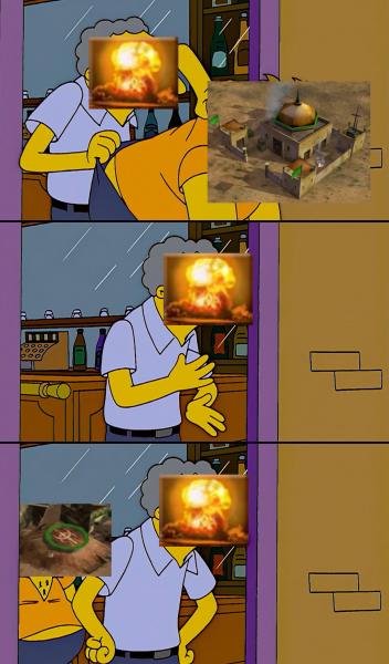 When you try to nuke one of GLA buildings